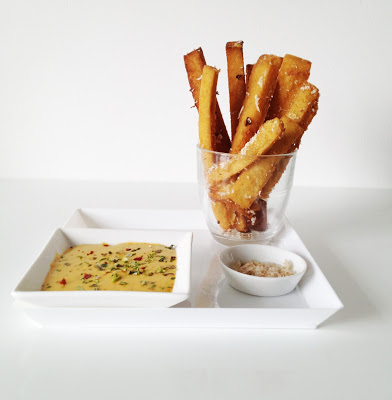 Fried Polenta and Cheese Sauce Recipe