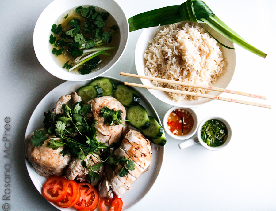 Hainanese chicken rice recipe with a Brazilian twist