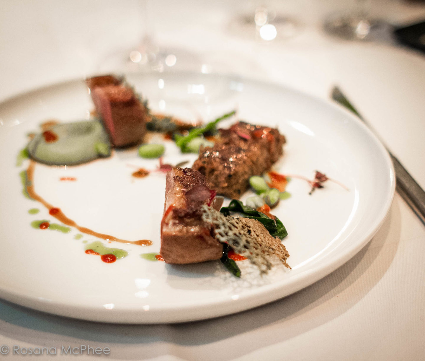 Gochujang marinated lamb canon at Avenue London