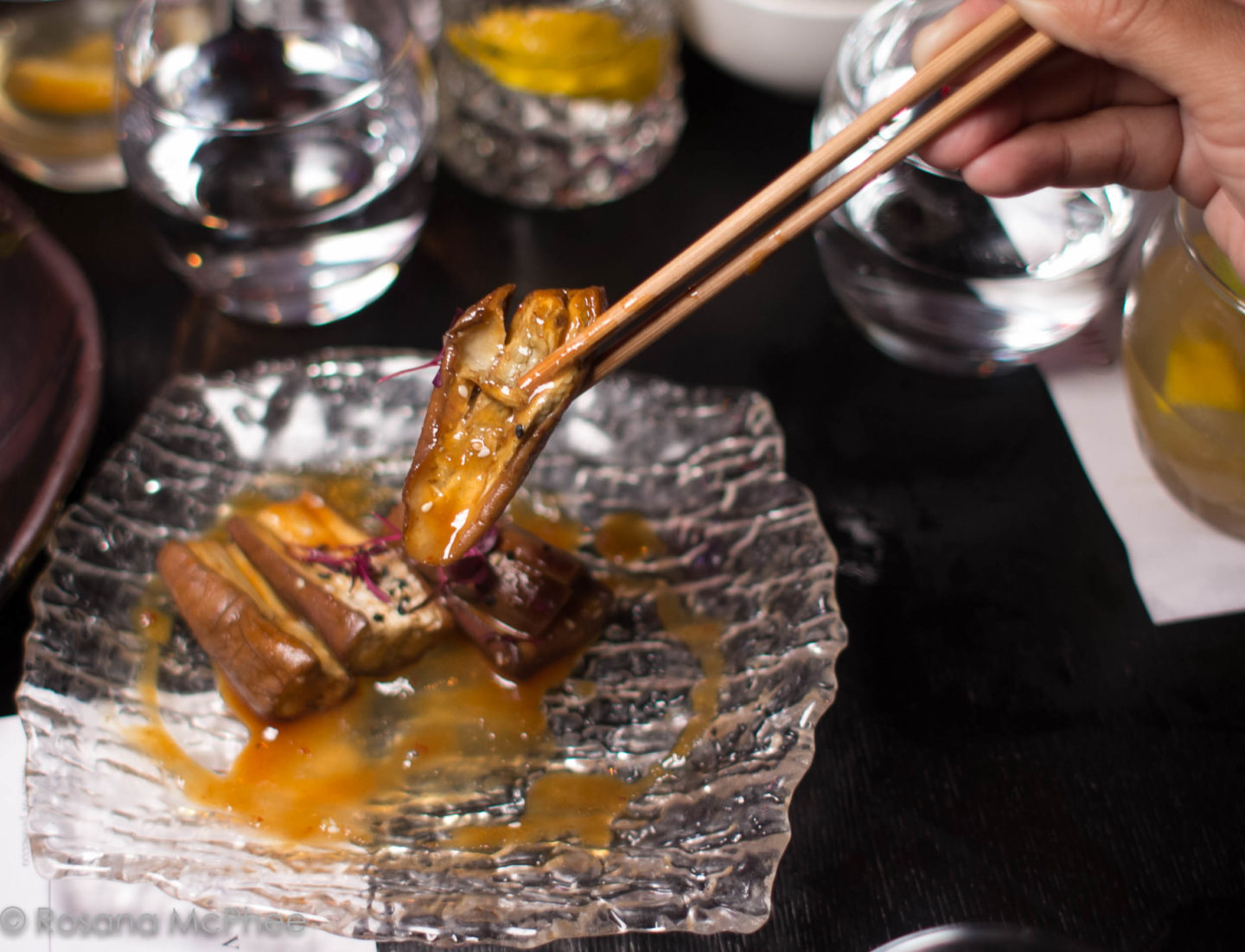 Circus Vegan Tasting Menu and Show in London - Smoked aubergine and miso  Circus Vegan Tasting Menu and Show in London - Smoked aubergine and miso