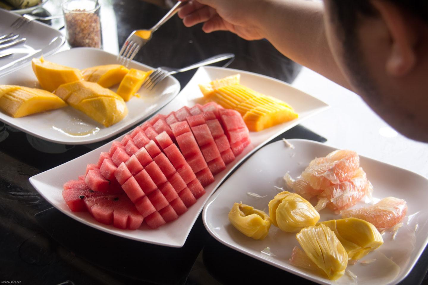 dessert in Thailand is fresh fruits  - mangos, watermelon, papaya, jackfruit and pomelo, a gastronomic experience beyond Bangkok