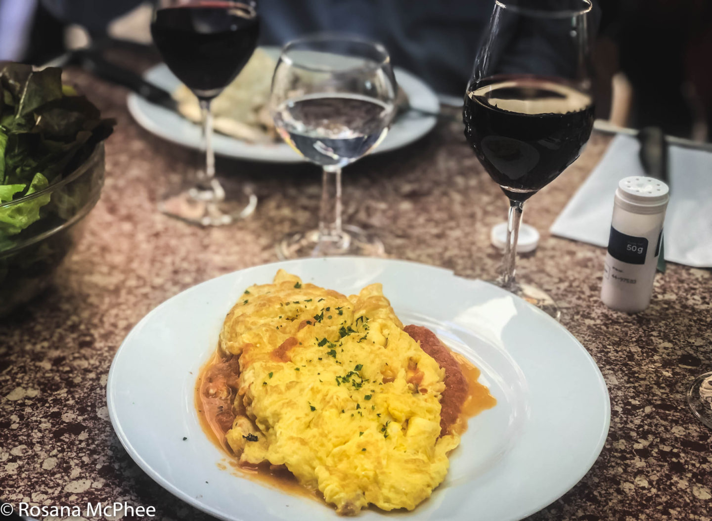 omelette with piperade – a traditional Basque sauce spending day in Bayonne